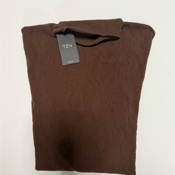 Aritzia Ten Flora Seamless Sorolla Long Sleeve Brown Mock Neck NWT - Picture 10 of 12